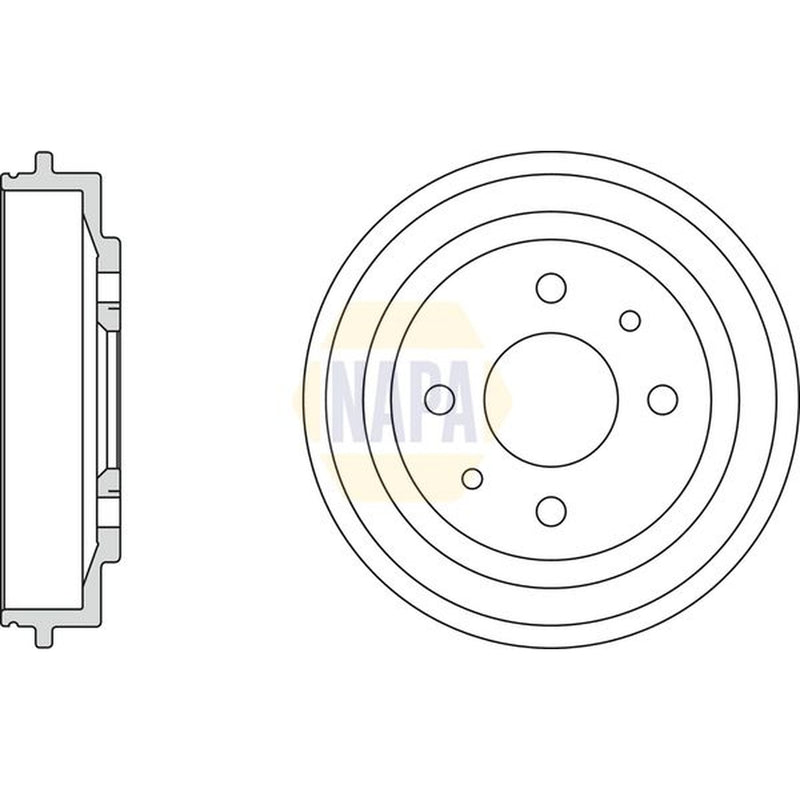 NAPA Brake Drum Assembly Rear fits Fiat 500 2007 on 1.2 1.3