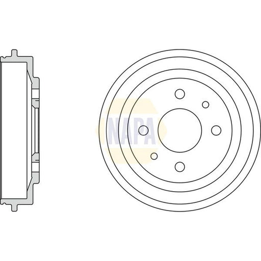 NAPA Brake Drum Assembly Rear fits Fiat 500 2007 on 1.2 1.3