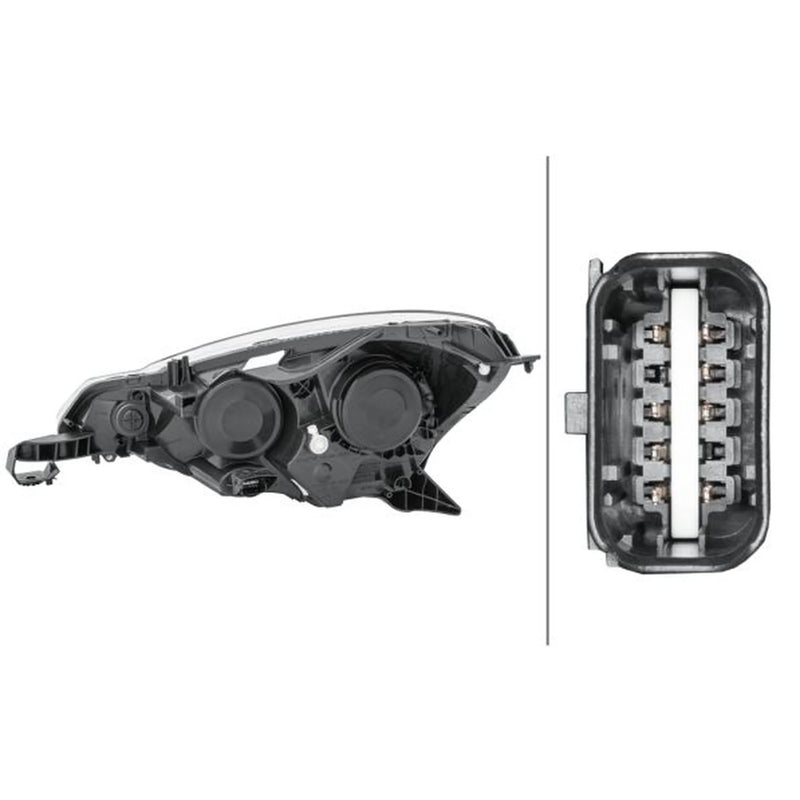 Hella Headlight Headlamp PY21W Right fits Citroën C3 II 2009-2016