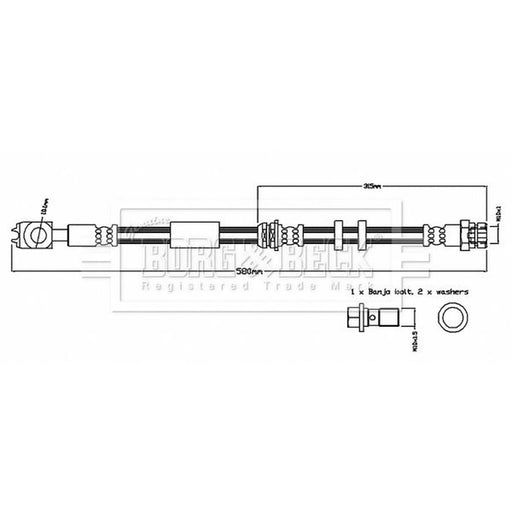 Borg & Beck Brake Hydraulic Hose Line Front Right BBH8731
