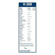 Bosch Conventional Wiper Blade 300mm — H309 fits Citroën C1 II 2014-2021 1.0 1.2