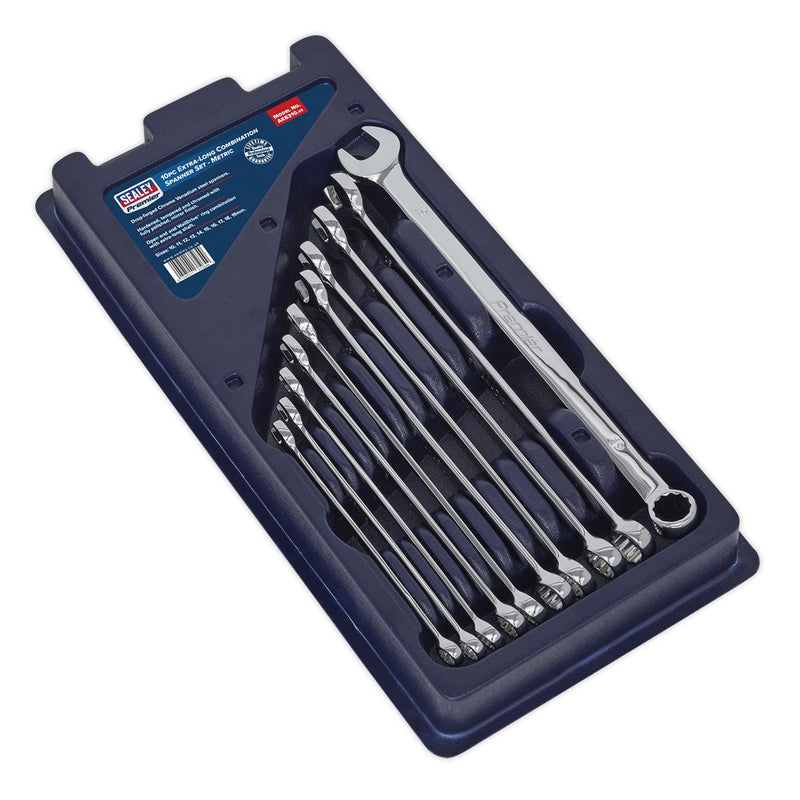 Sealey Combination Spanner Set 10pc Extra-Long Metric AK6310 Sealey - Dynamic Drive