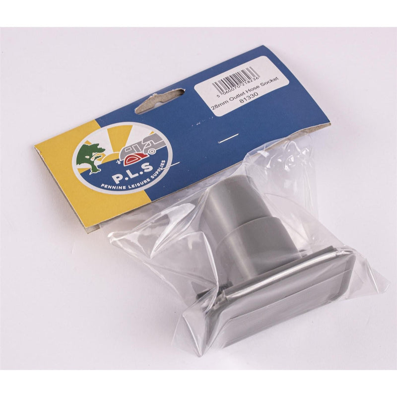 28mm Grey Waste Water Outlet Socket + Flap Connector Caravan Motorhome 81330 PLS - Dynamic Drive