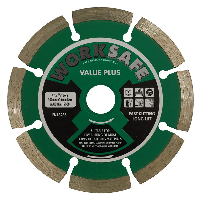 Sealey Value Plus Diamond Blade100 x16mm WDVP100 Sealey - Dynamic Drive