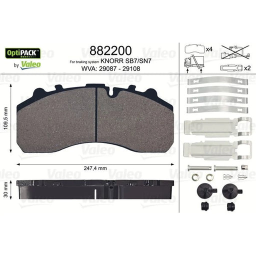 Valeo Rear Brake Pad Set 882200