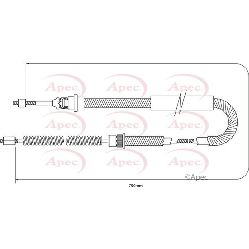 Apec Handbrake Cable Right Rear fits Peugeot 406 1995-2004 1.8 1.9 2.0 2.1 3.0