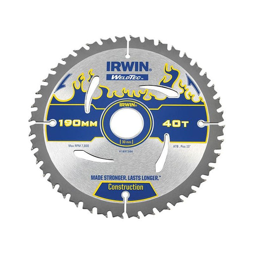 Irwin® Weldtec Circular Saw Blade 190 x 30mm x 40T ATB IRWIN® - Dynamic Drive