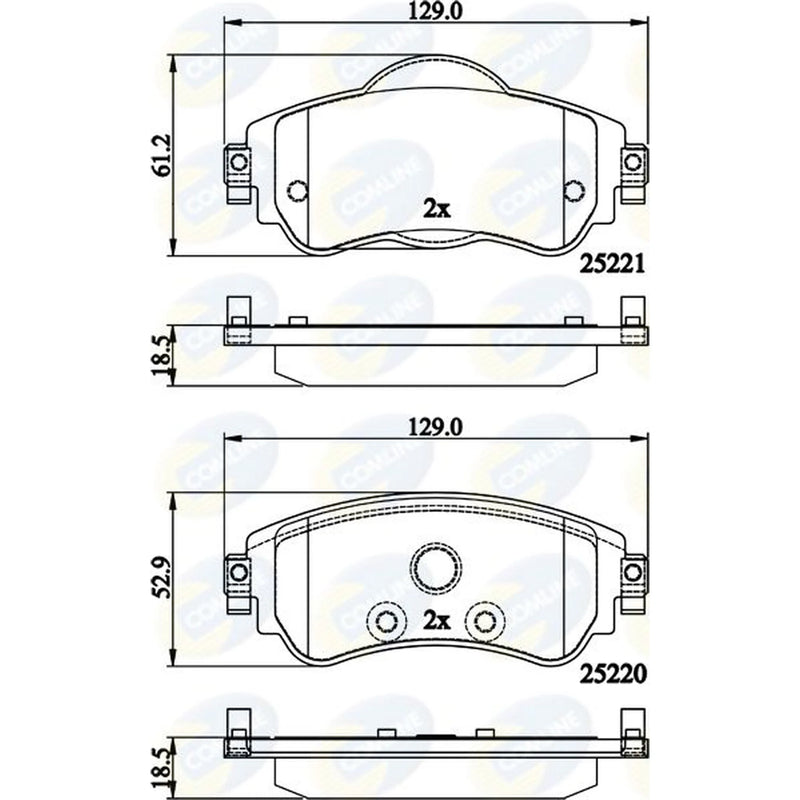 Comline 4 x Front Brake Pad Set fits Citroën C4 II 2009-2018 1.2 1.4 1.6 2.0