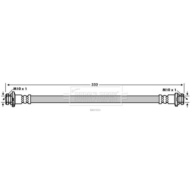 Borg & Beck Brake Hydraulic Hose Line Rear Right BBH7831