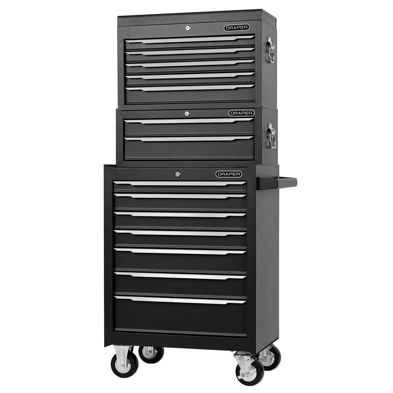 Draper Combined Roller Cabinet, Mid Tool Chest and Tool Chest, 14 Drawers, 26" - image 1