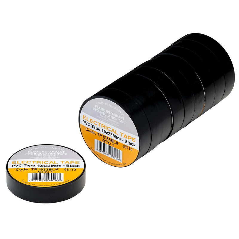 Non-Branded Black PVC Electrical Insulation Tape, 19mm x 33m (Pack of 10) - image 1