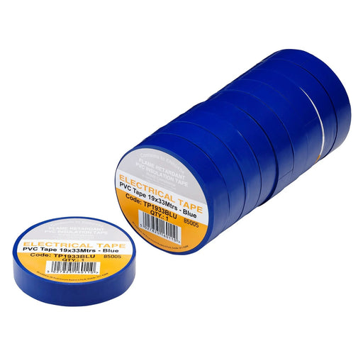 Non-Branded Blue PVC Electrical Insulation Tape, 19mm x 33m (Pack of 10) - image 1