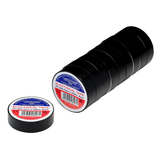 Non-Branded Black PVC Electrical Insulation Tape, 19mm x 20m (Pack of 10) - image 1