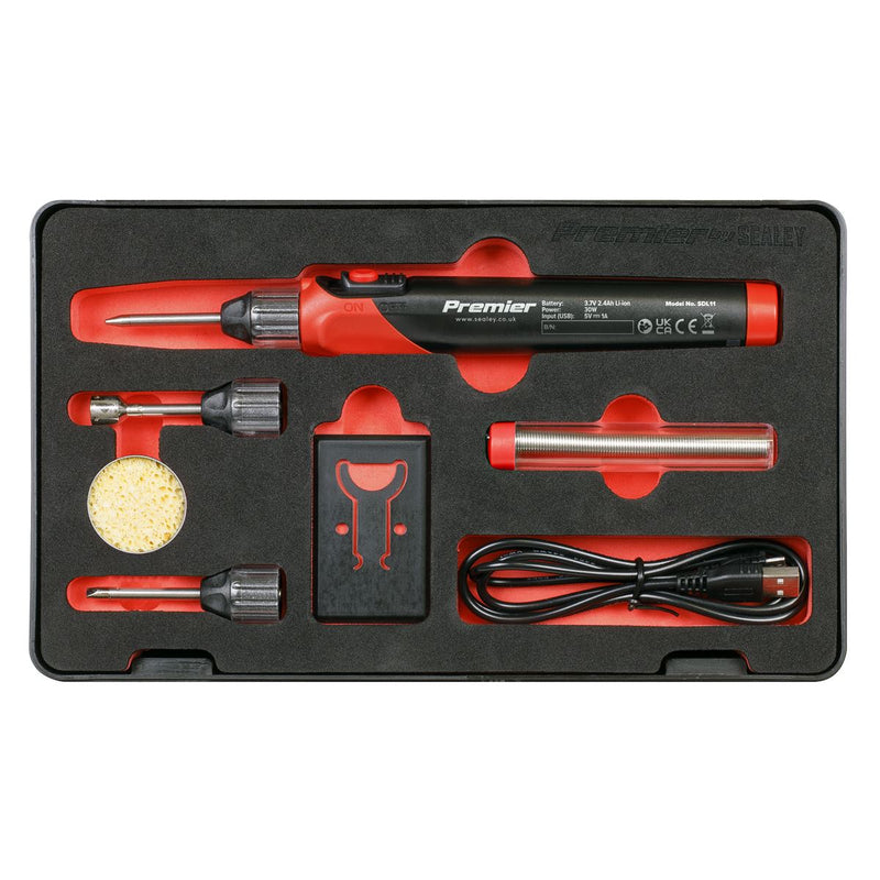 Sealey Lithium-ion Rechargeable Soldering Iron Kit 30W SDL11 Sealey - Dynamic Drive