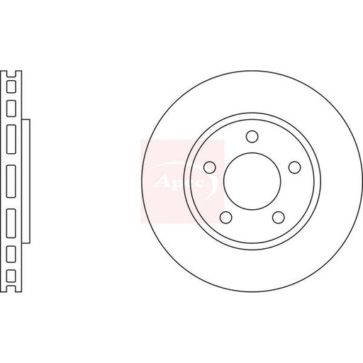 Apec 2 x Vented Brake Discs fits Chrysler Voyager 2000-2008 2.4 2.5