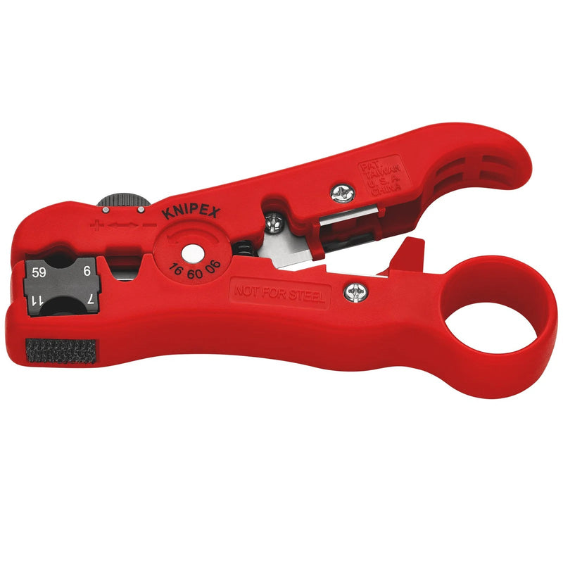 KNIPEX 16 60 06 SB Wire Stripping Tool for Co-Axial and Data Cable, 125mm