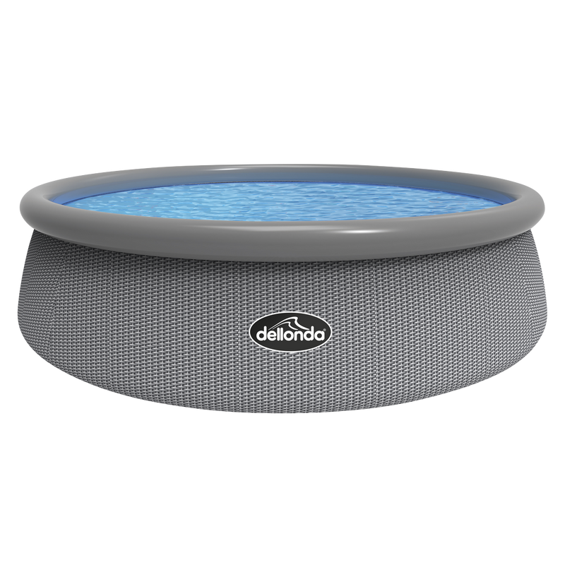 Dellonda 15ft 450cm Round Garden Kids Paddling Swimming Pool & Pump Grey Rattan Dellonda  - Dynamic Drive