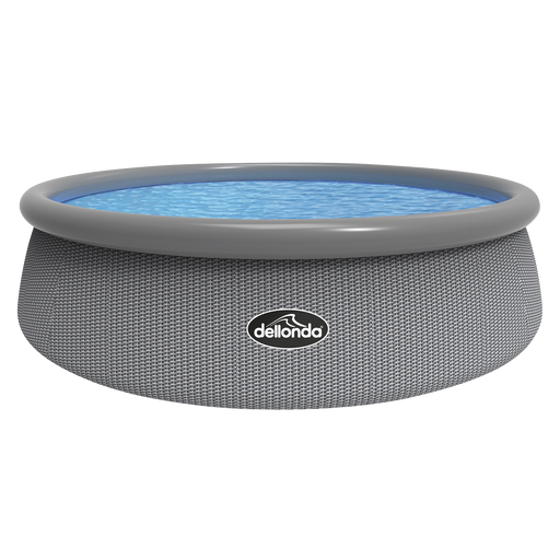 Dellonda 15ft 450cm Round Garden Kids Paddling Swimming Pool & Pump Grey Rattan Dellonda  - Dynamic Drive