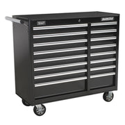 Sealey Rollcab 16 Drawer with Ball-Bearing Slides Heavy-Duty Black AP41169B Sealey - Dynamic Drive