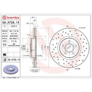 Brembo 2 x Perforated/Vented Front Brake Discs 09.A728.1X-x2