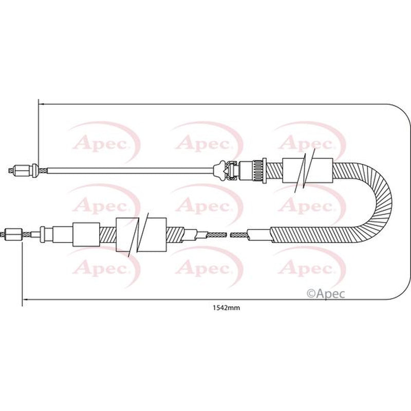 Apec Handbrake Cable Right Rear fits Citroën Zx 1991-1997 1.8 1.9 2.0