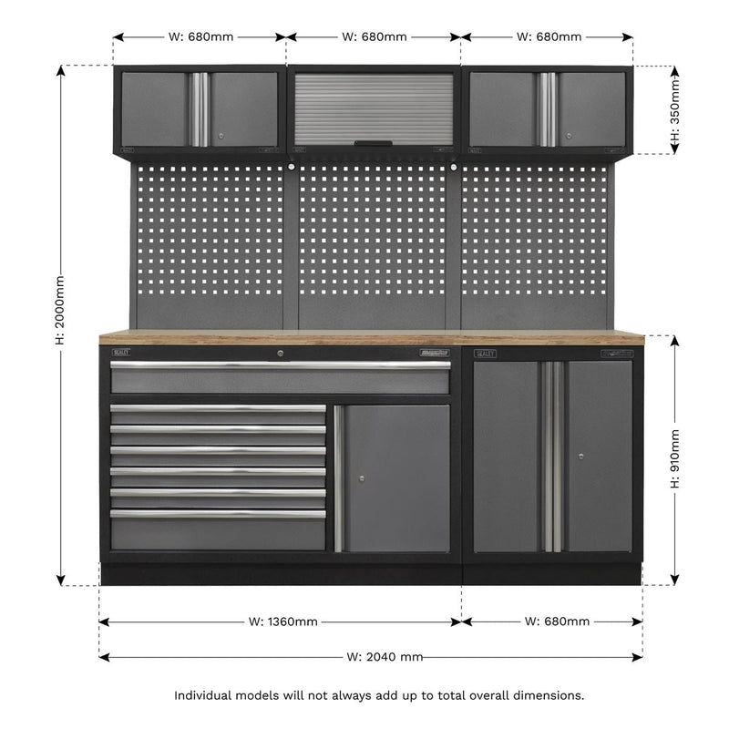 Sealey Superline Pro 2.04m Storage System Pressed Wood Worktop APMSSTACK11W Sealey - Dynamic Drive