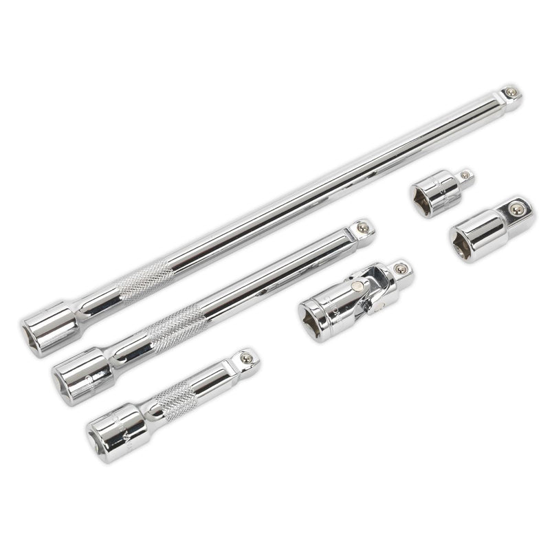 Sealey Wobble/Rigid Extension Bar Adaptor & Universal Joint Set 6pc 3/8"Sq Drive Sealey - Dynamic Drive