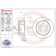 Brembo 2 x Solid Rear Brake Discs 08.8094.50-x2