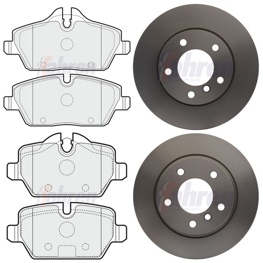 Fahren Front Vented & Rear Vented Brake Discs & Pads fits BMW 1 2004-2011