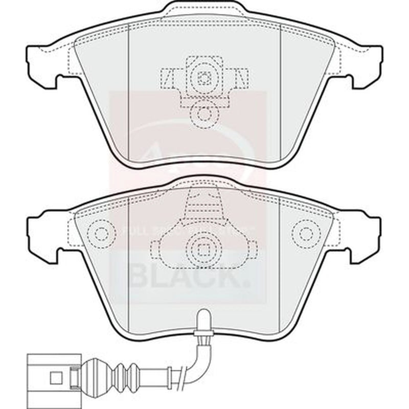 Apec Black Front Brake Pad Set fits Audi A3 2003-2009 3.2