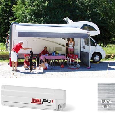 Fiamma F45 L Winch Awning Wind Out 450 Polar White Case Royal Grey Fabric F45L Fiamma  - Dynamic Drive
