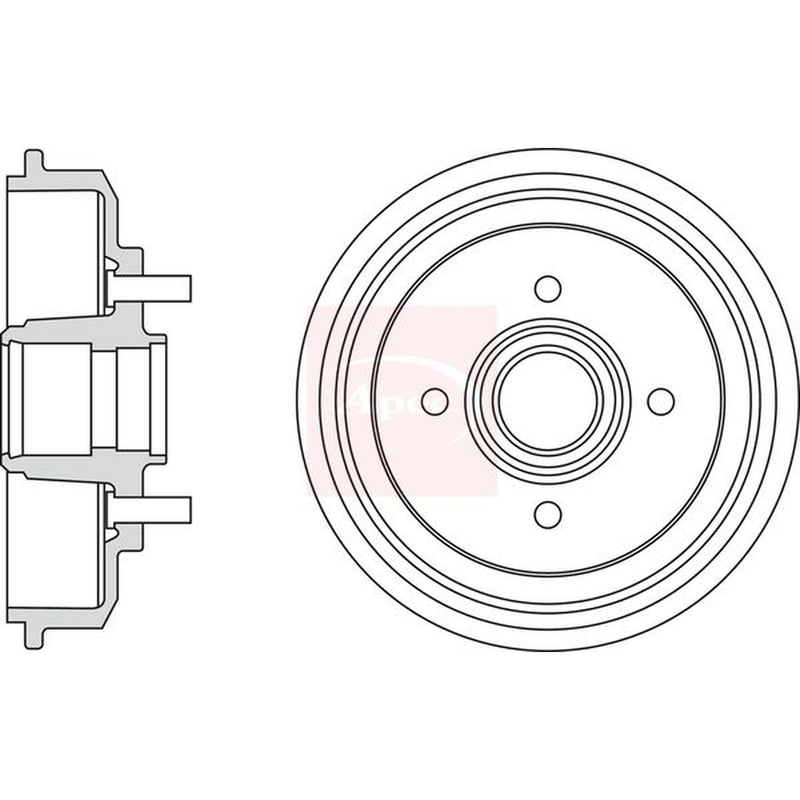Apec Brake Drum Assembly Rear fits Ford Focus I 1998-2005 1.4 1.6 1.8 2.0