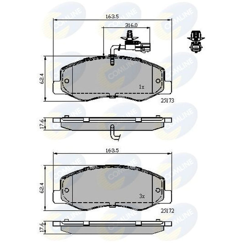 Comline 4 x Rear Brake Pad Set fits Nissan NV400 2011-2022
