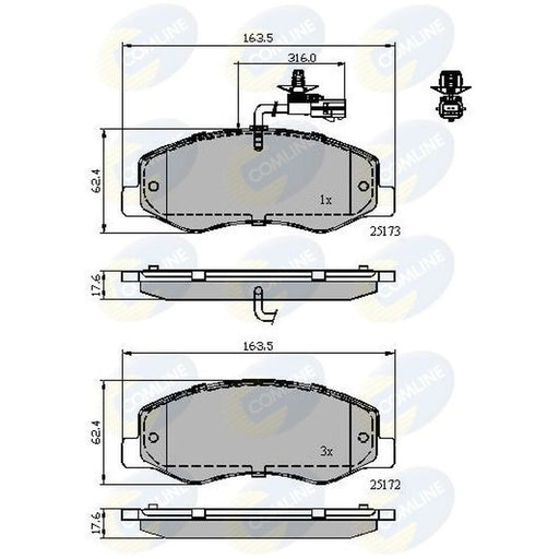 Comline 4 x Rear Brake Pad Set fits Nissan NV400 2011-2022