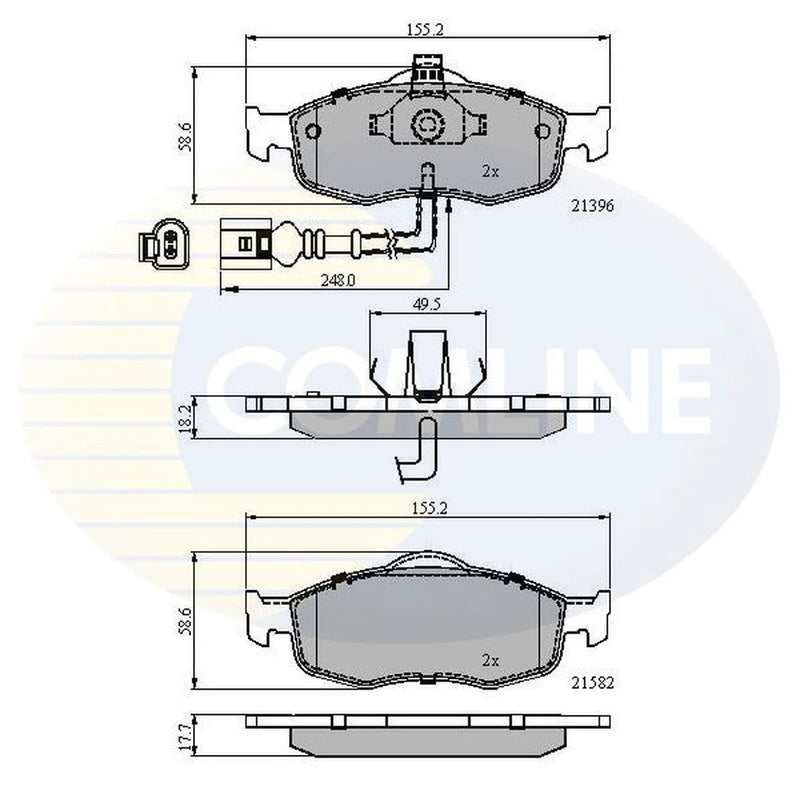 Comline 4 x Front Brake Pad Set fits Ford Cougar 1998-2001 2.5