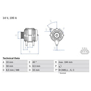 Bosch Car Alternator 12V fits Nissan Micra IV 2010-2020 1.2