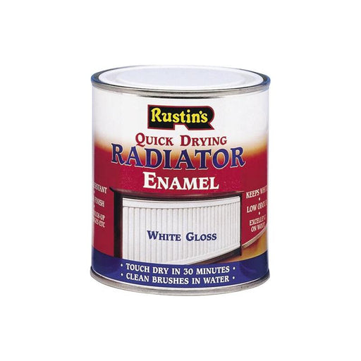 Rustins Quick Dry Radiator Enamel Paint Gloss White 500ml Rustins - Dynamic Drive