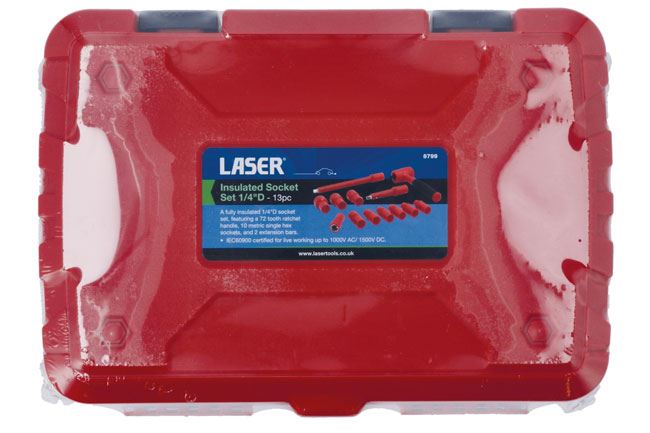 Laser Insulated Socket Set 1/4"D 13pc Laser - Dynamic Drive