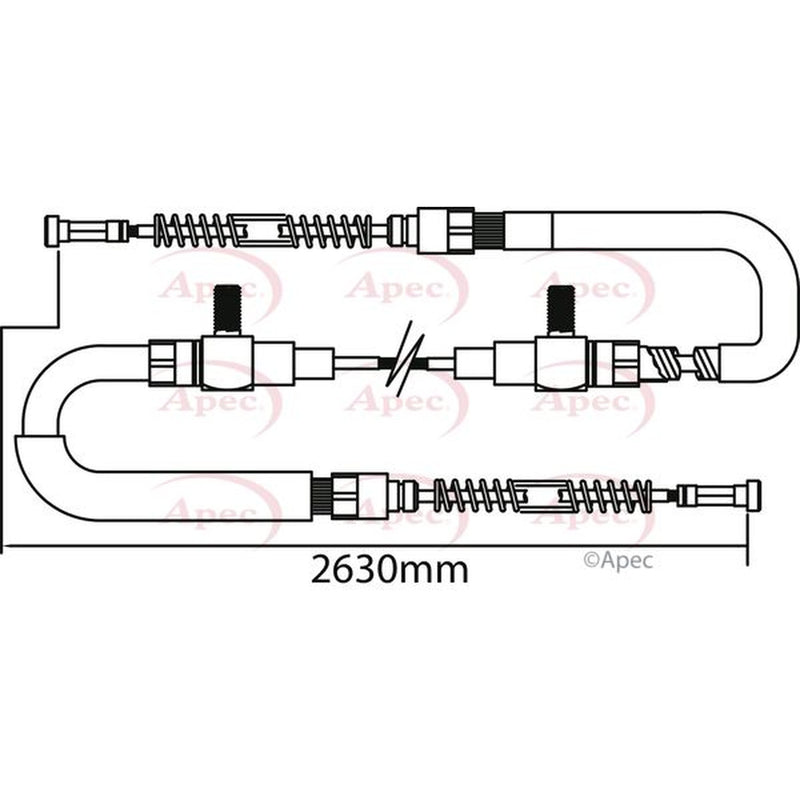 Apec Handbrake Cable Left Rear fits Ldv 400 1989-1996 2.0 2.5
