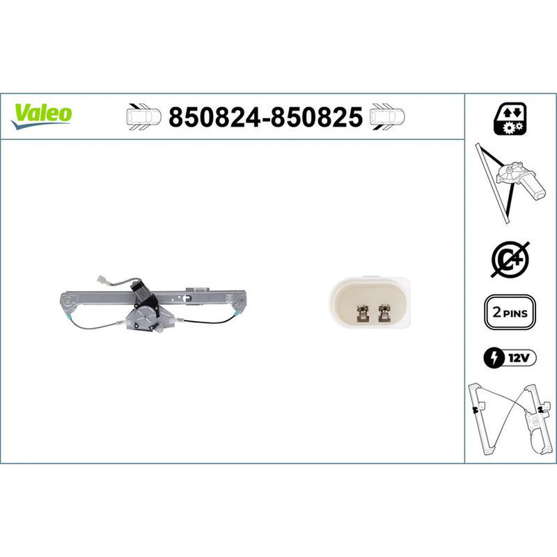 Valeo Electric Window Regulator Lifter Right Rear 850825