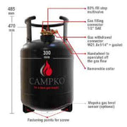 Campko Refillable Gas Bottle 22 Litres With 80% Multivalve 109665 Campko - Dynamic Drive