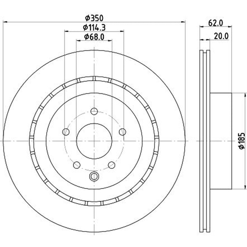 Mintex 2 x Externally Vented Rear Brake Discs MDC2640-x2