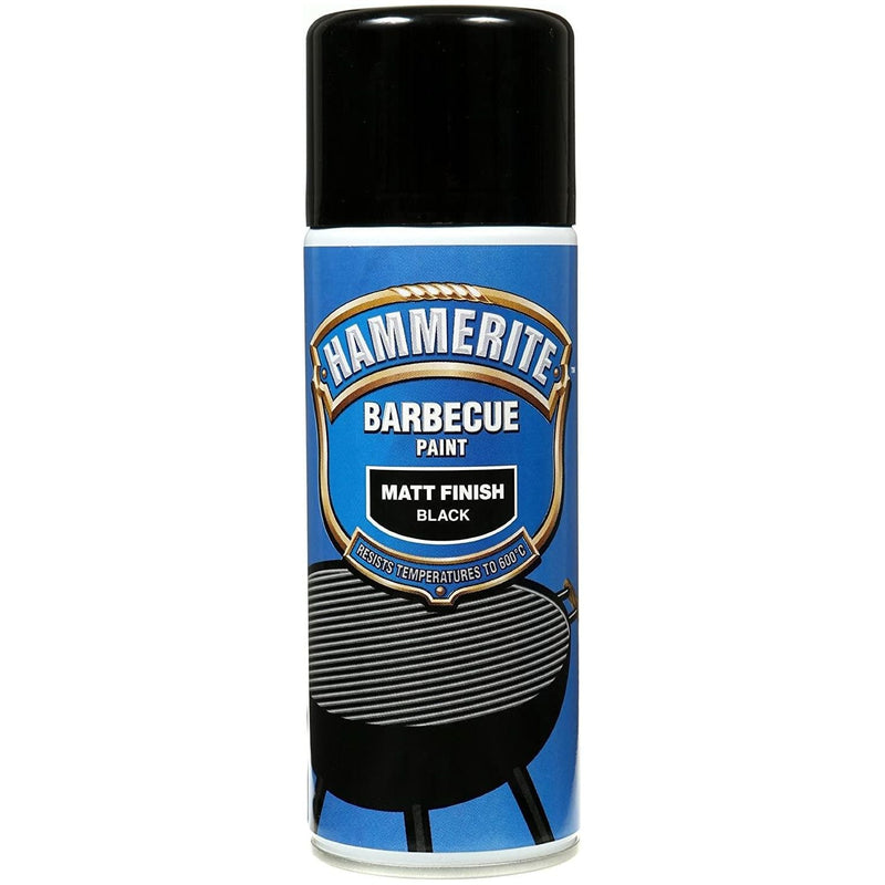 Hammerite BBQ Barbecue Spray Paint Aerosol 400ml Hi-Heat Matt Black Hammerite - Dynamic Drive