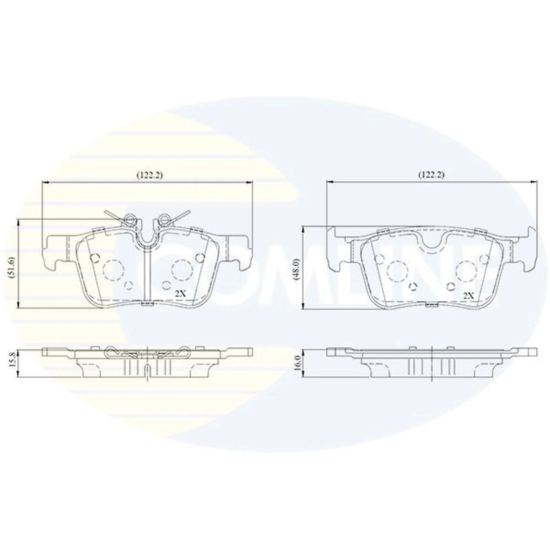 Comline 4 x Rear Brake Pad Set fits Volvo S90 II 2016-2021