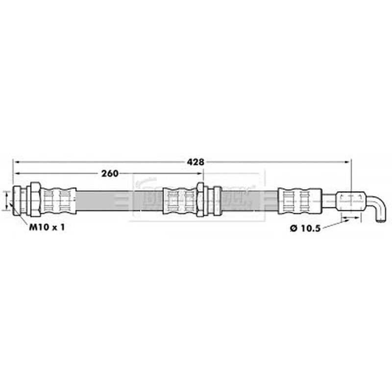 Borg & Beck Brake Hydraulic Hose Line Front Right BBH7076