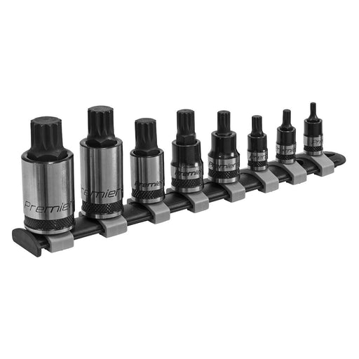 Sealey Spline Socket Bit Set 8pc 1/4" 3/8" & 1/2"Sq Drive Black Series AK6214B Sealey - Dynamic Drive
