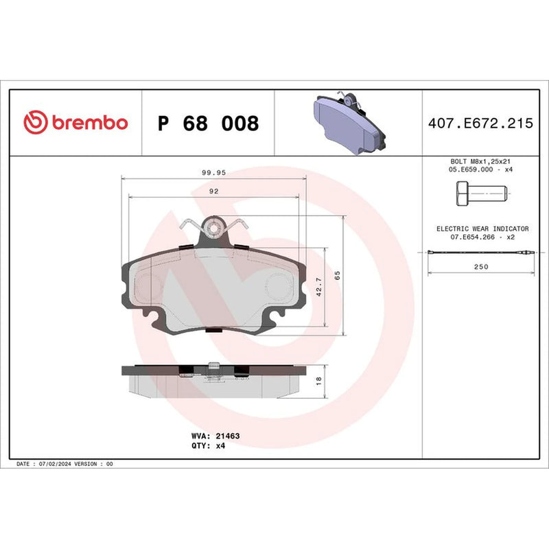 Brembo 4 x Front Brake Pad Set fits Alpine A610 1991-1995 3.0