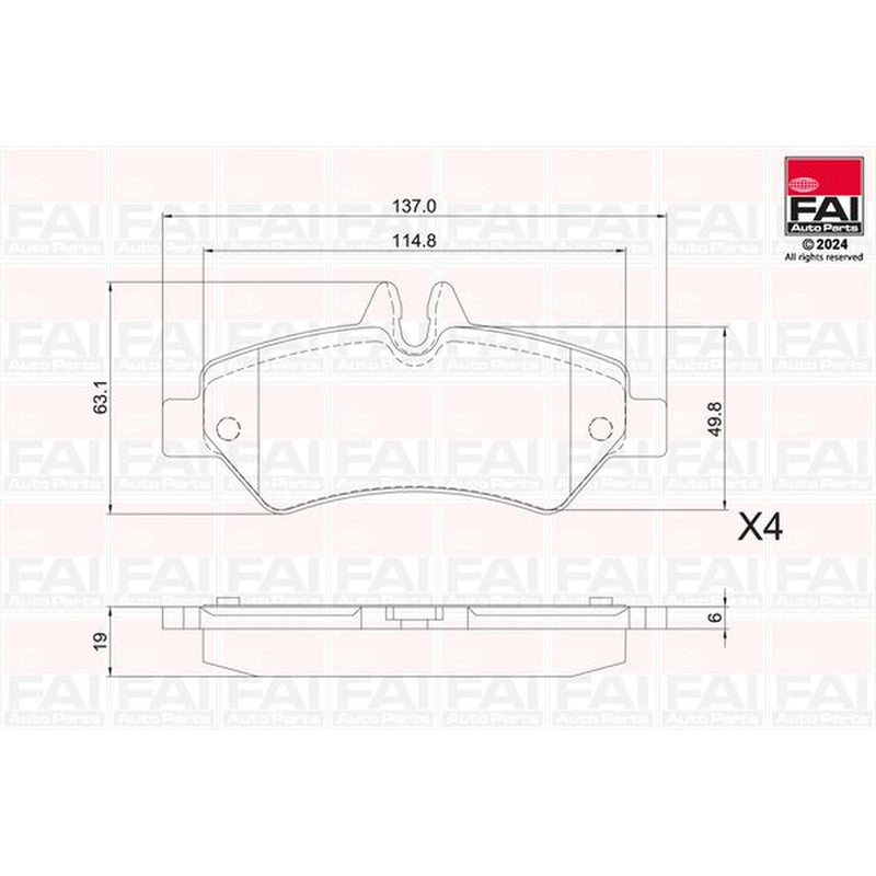FAI Rear Brake Pad Set fits Mercedes-Benz Sprinter 3,5-T 2006-2018