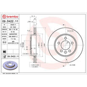 Brembo 2 x Internally Vented Rear Brake Discs 09.D422.11-x2
