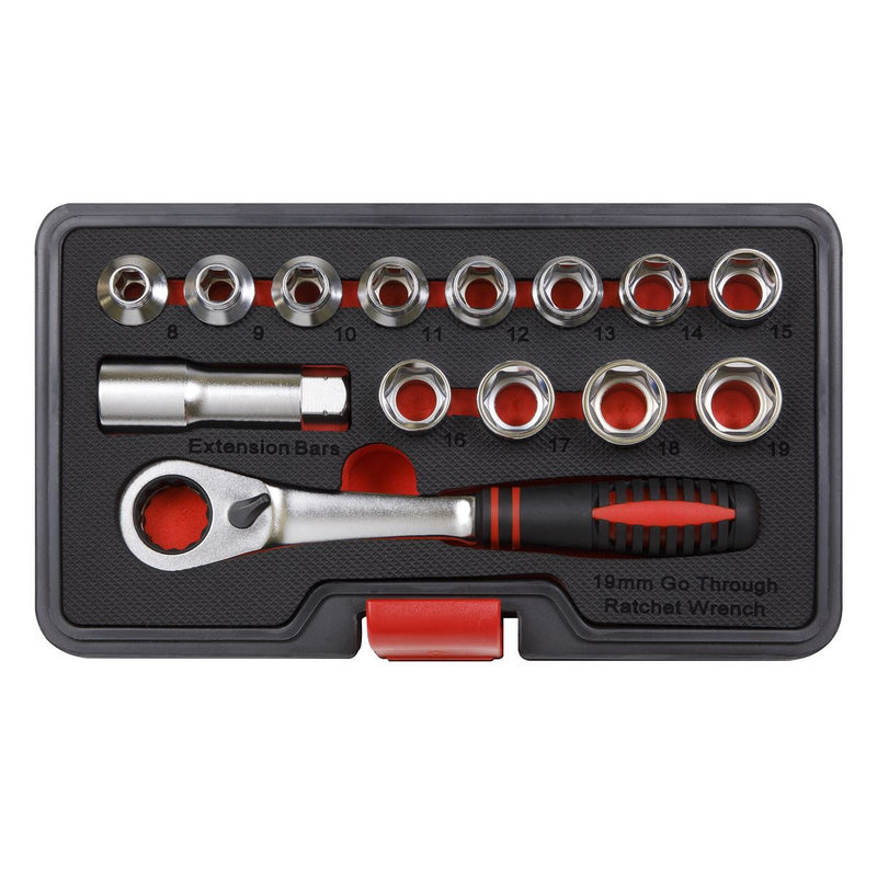 Sealey Socket Set 14pc Go-Through Low Profile WallDrive Metric AK6926 Sealey - Dynamic Drive